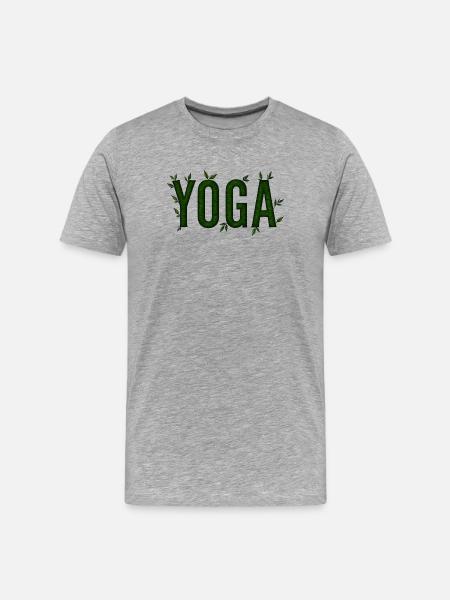 Yoga Vert Feuillage Texturé - T-shirt bio Premium Homme - gris chiné