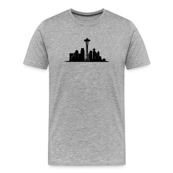 Seattle Skyline Silhouette - Men's Premium Organic T-Shirt - heather grey - Front - Damien (186cm)