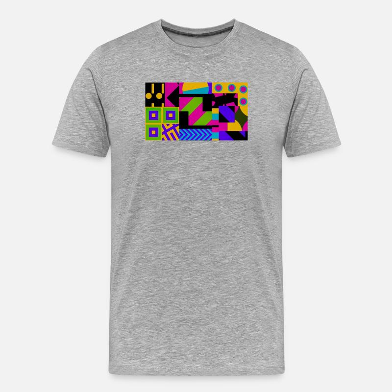 Nova Neon Geometrie - Männer Premium Bio T-Shirt - Grau meliert