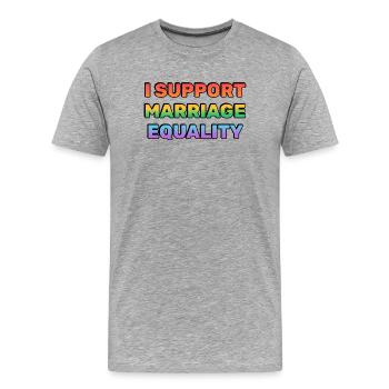 Unterstützen Sie die Gleichstellung der Ehe in den Regenbogenfarben - Männer Premium Bio T-Shirt - Grau meliert - Vorne - Damien (186cm)
