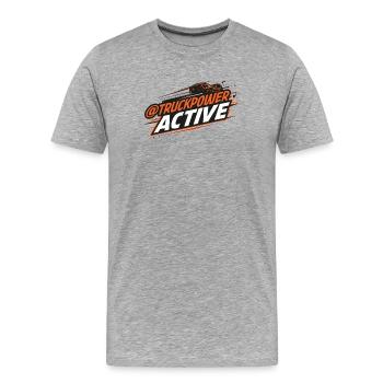 Logo de conduite active TruckPower - T-shirt bio Premium Homme - gris chiné - Devant - Damien (186cm)