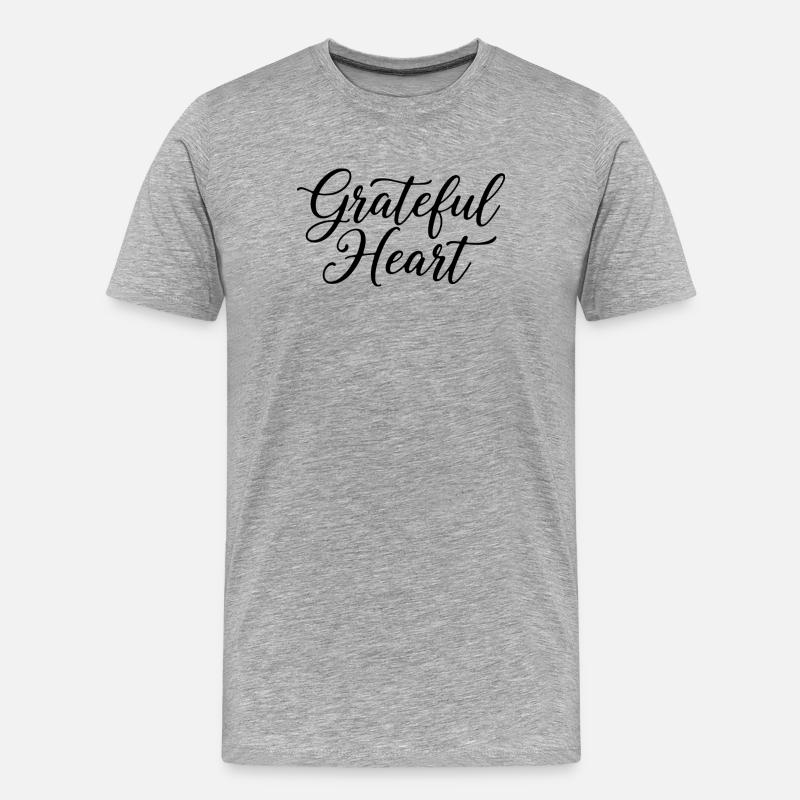 Grateful Heart Script - Männer Premium Bio T-Shirt - Grau meliert