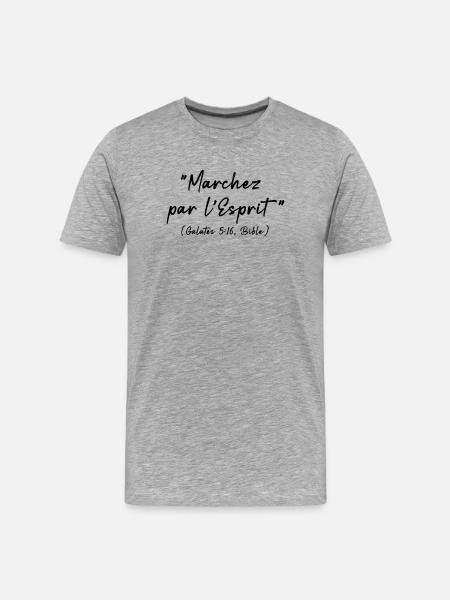Message from the Bible, Galatians 5:16 - Men's Premium Organic T-Shirt - heather grey
