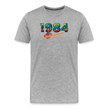 Vintage 1984 – Joystick rétro – Cool old school - T-shirt bio Premium Homme - gris chiné - Devant - Damien (186cm)