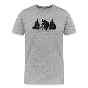 Cycling Bear - Men's Premium Organic T-Shirt - heather grey - Front - Damien (186cm)