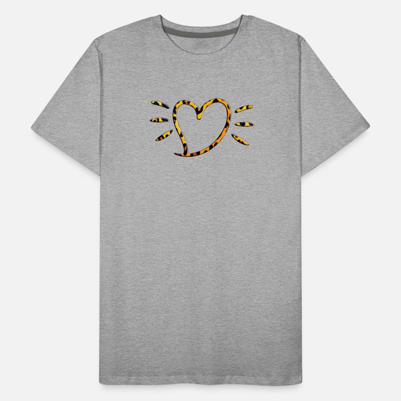 Leopard Herz Strahlen Männer Premium Bio T-Shirt