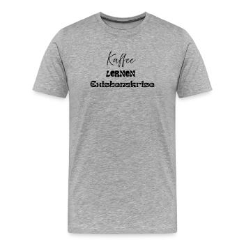 Coffee -> Learning -> Existential Crisis - Men's Premium Organic T-Shirt - heather grey - Front - Damien (186cm)