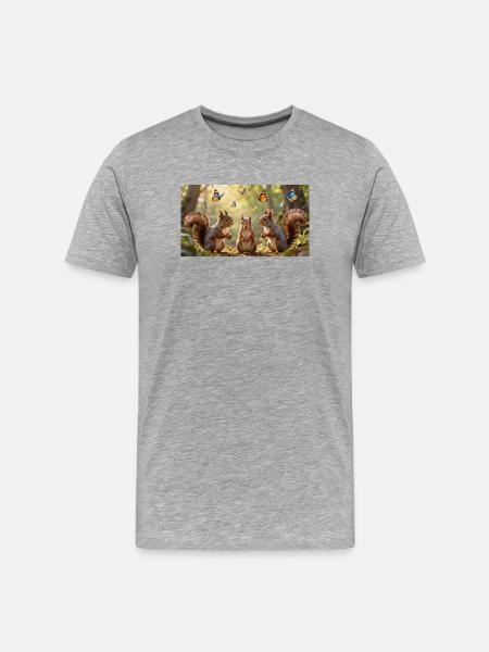 Squirrel Trio and Butterfly Dance - Men's Premium Organic T-Shirt - heather grey