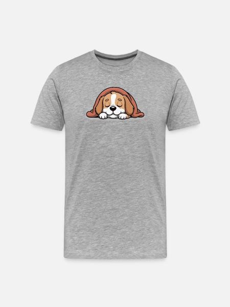 Sleeping Beagle Soft Toy - Men's Premium Organic T-Shirt - heather grey