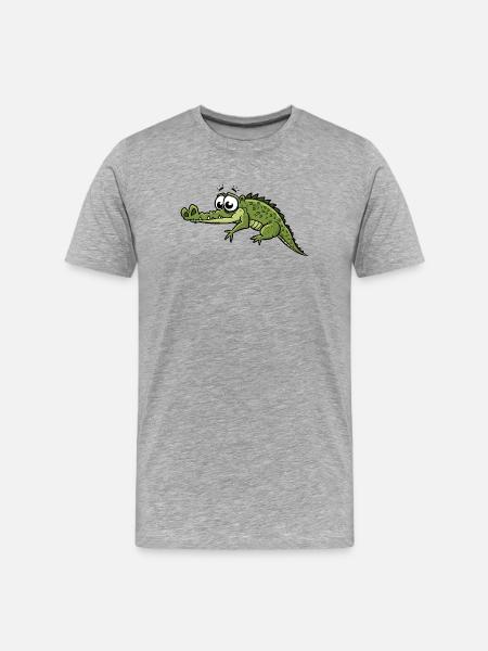 Crocodile with big eyes cartoon - Men's Premium Organic T-Shirt - heather grey
