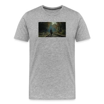 Epic Moment Near the Rails - Men's Premium Organic T-Shirt - heather grey - Front - Damien (186cm)