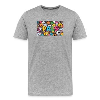 Animaux Amics - Petites Pattes - T-shirt bio Premium Homme - gris chiné - Devant - Damien (186cm)