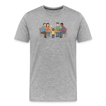 Kollektive Idee um einen Tisch - Männer Premium Bio T-Shirt - Grau meliert - Vorne - Damien (186cm)