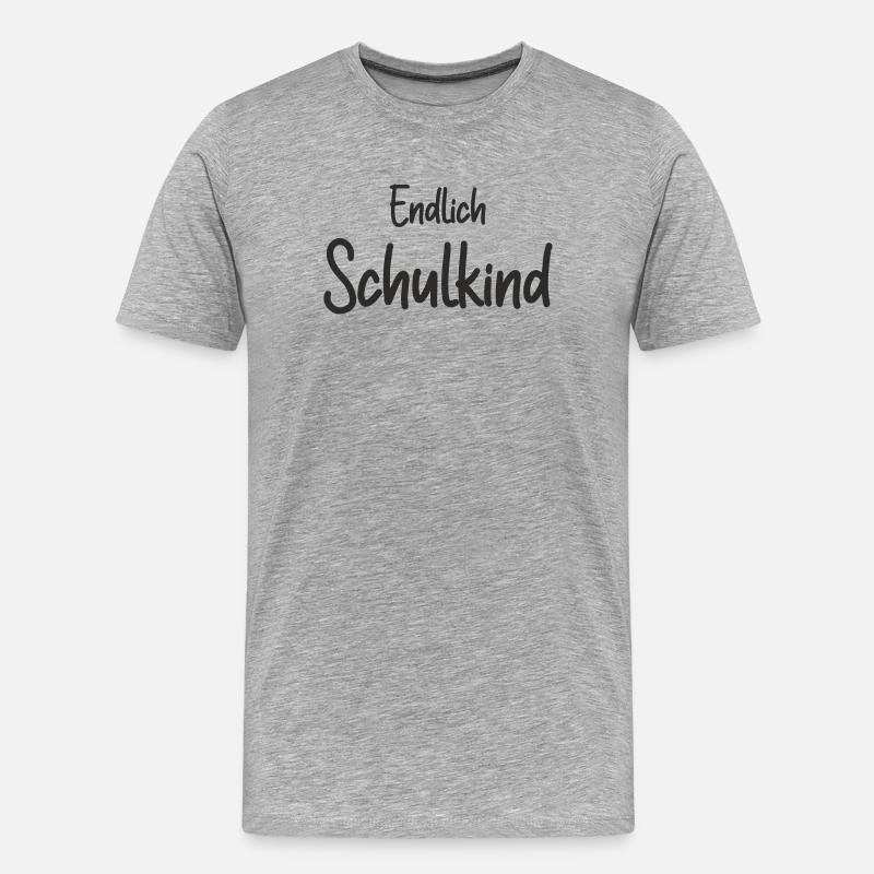 Endlich Schulkind - Einschulung Erstklässler - Männer Premium Bio T-Shirt - Grau meliert