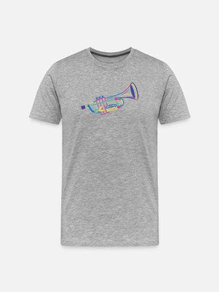 Bunte Trompete - Männer Premium Bio T-Shirt - Grau meliert