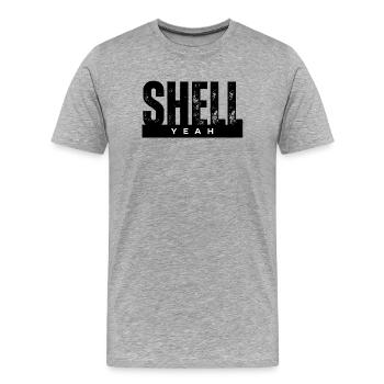Yeah Bold Lettering on Black - Men's Premium Organic T-Shirt - heather grey - Front - Damien (186cm)