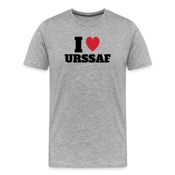 I Love URSSAF - T-shirt bio Premium Homme - gris chiné - Devant - Damien (186cm)