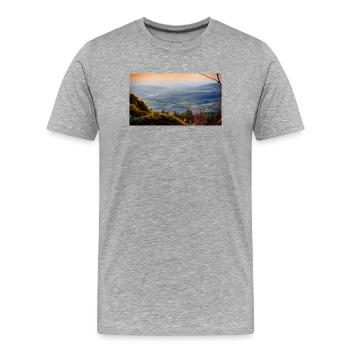 Paysage montagneux panoramique du soir - T-shirt bio Premium Homme - gris chiné - Devant - Damien (186cm)