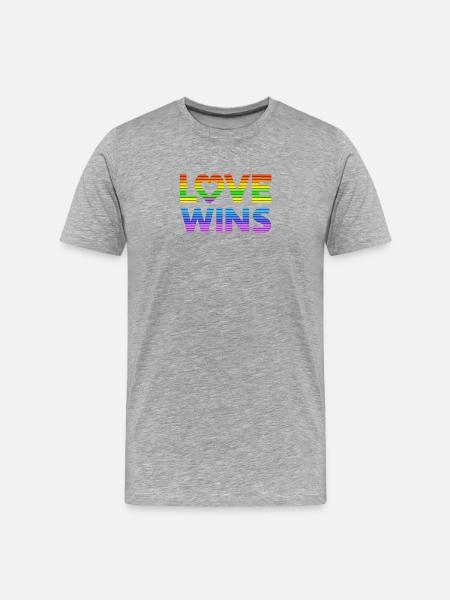 Love Wins Pride Rainbow  - Men's Premium Organic T-Shirt - heather grey