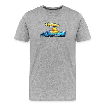 Camion Vacances Routier Canard Holiday  - T-shirt bio Premium Homme - gris chiné - Devant - Damien (186cm)