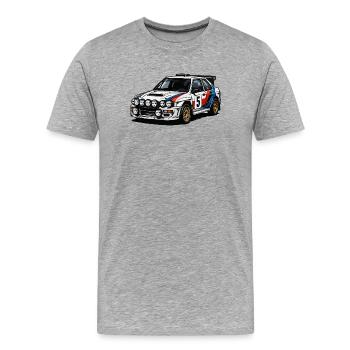 Rallye Bolide Nr.5 mit Streifen - Männer Premium Bio T-Shirt - Grau meliert - Vorne - Damien (186cm)