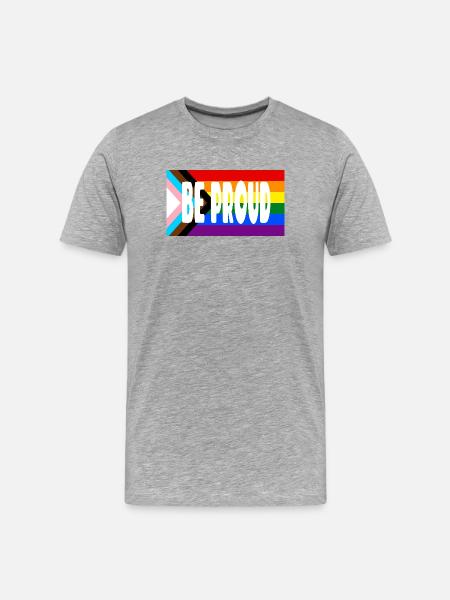 Texte du drapeau de la fierté - T-shirt bio Premium Homme - gris chiné