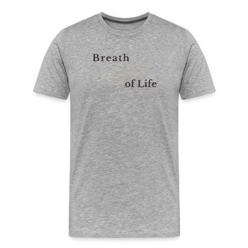 Breath of Life Christliches Design – Gen 2,7 - Männer Premium Bio T-Shirt - Grau meliert - Vorne - Damien (186cm)
