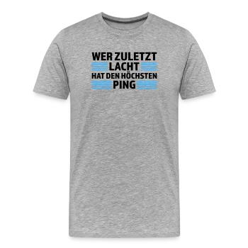 Wer zuletzt lacht höchsten Ping Gamer Shirt - Männer Premium Bio T-Shirt - Grau meliert - Vorne - Damien (186cm)