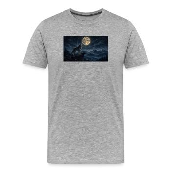 Moonlit Wolf Howl Over Peaks - Men's Premium Organic T-Shirt - heather grey - Front - Damien (186cm)