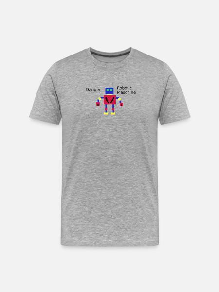 Pixelroboter  - Männer Premium Bio T-Shirt - Grau meliert