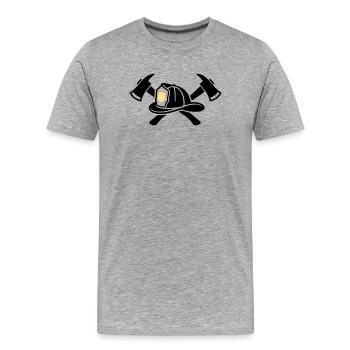 Feuerwehrhelm Aexte Grafik - Männer Premium Bio T-Shirt - Grau meliert - Vorne - Damien (186cm)