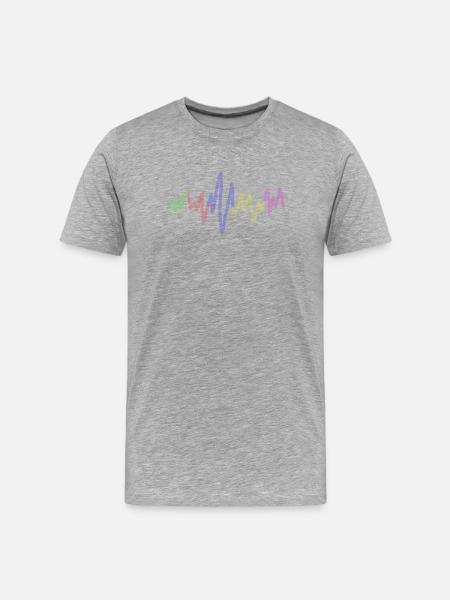 Regenbogen Klangwelle,Music waves - Männer Premium Bio T-Shirt - Grau meliert