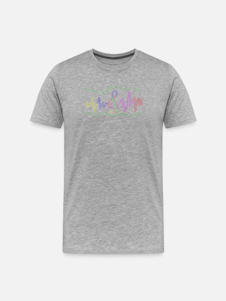 Bunte Klangwellen mit Notenschlüssel - Männer Premium Bio T-Shirt - Grau meliert