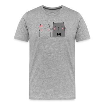 Chats Couple Couple Couple Mariage Couple Mariage - T-shirt bio Premium Homme - gris chiné - Devant - Damien (186cm)