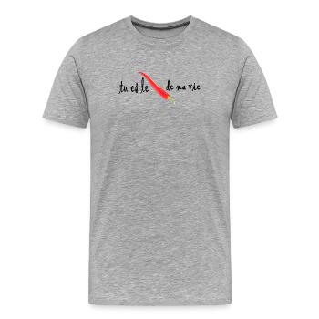 Piment Rouge Fort Piquant - T-shirt bio Premium Homme - gris chiné - Devant - Damien (186cm)