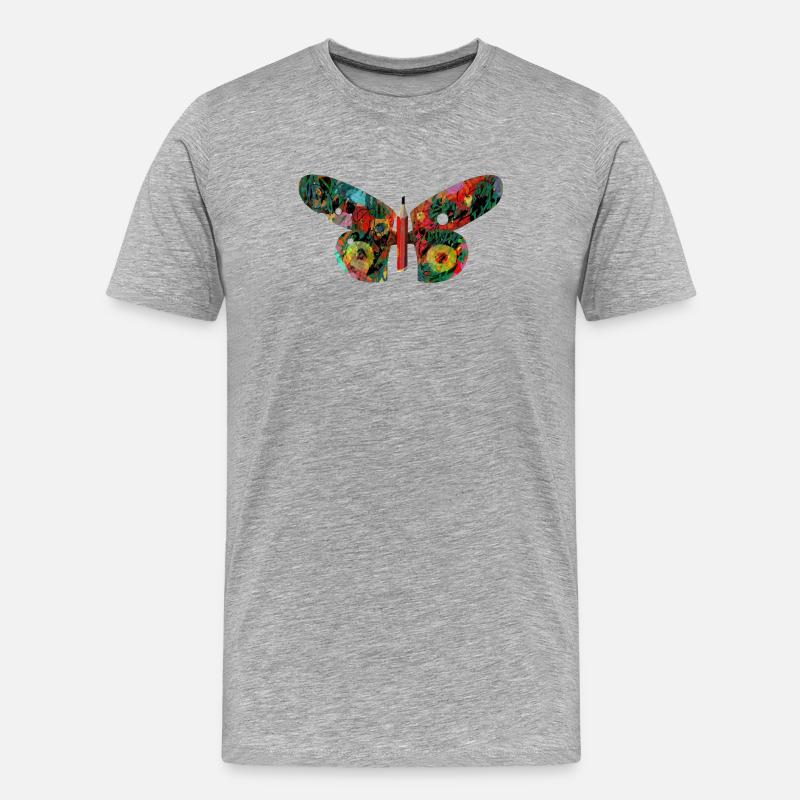 Bunter GraffitiSchmetterling - Männer Premium Bio T-Shirt - Grau meliert