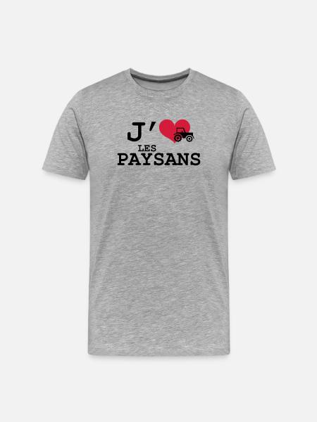 J'aime les Paysans - T-shirt bio Premium Homme - gris chiné