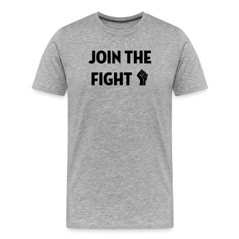 Join the fight / People / Peace / Revolution - Men's Premium Organic T-Shirt - heather grey - Front - Damien (186cm)