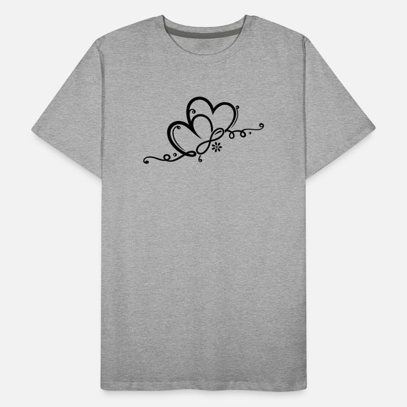 Zwei Herzen mit Blume und infinity Männer Premium Bio T-Shirt