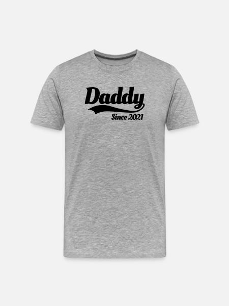 Father pregnancy pregnant Daddy since 2021 - Men's Premium Organic T-Shirt - heather grey