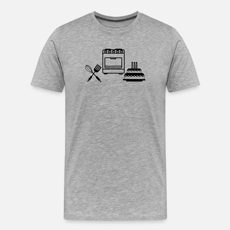 Backe einen Kuchen - Männer Premium Bio T-Shirt - Grau meliert