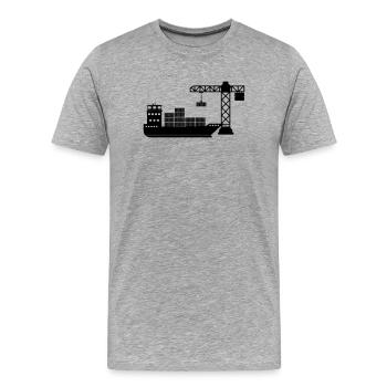 Bateau porte-conteneurs maritime avec déchargement de grue - T-shirt bio Premium Homme - gris chiné - Devant - Damien (186cm)
