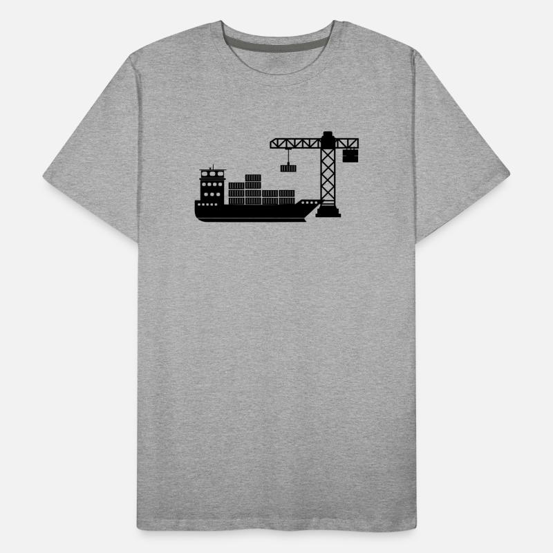 Sea container boat with crane unloading Men's Premium Organic T-Shirt