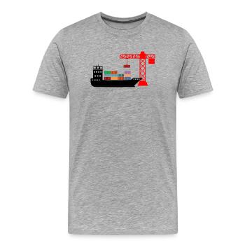 Bateau porte-conteneurs maritime avec déchargement de grue 2 - T-shirt bio Premium Homme - gris chiné - Devant - Damien (186cm)