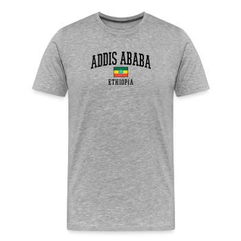 Addis Ababa Ethiopia Flag Motif Graphic Description - Men's Premium Organic T-Shirt - heather grey - Front - Damien (186cm)