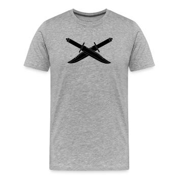 Two knives crossed - Men's Premium Organic T-Shirt - heather grey - Front - Damien (186cm)