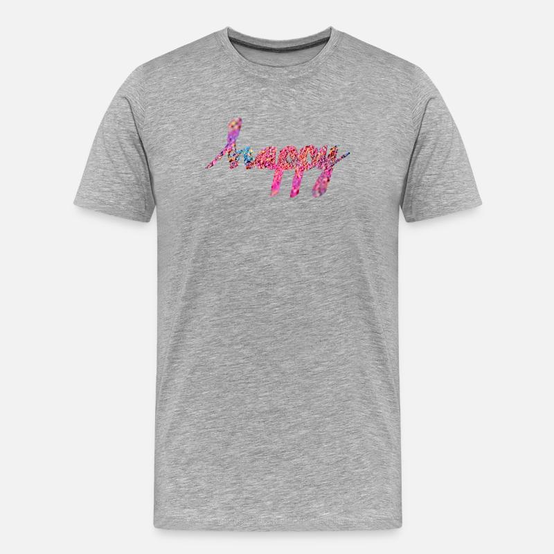 GLÜCKLICH - Männer Premium Bio T-Shirt - Grau meliert