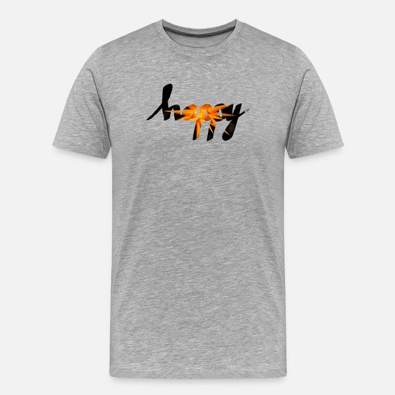 glücklich - Männer Premium Bio T-Shirt - Grau meliert