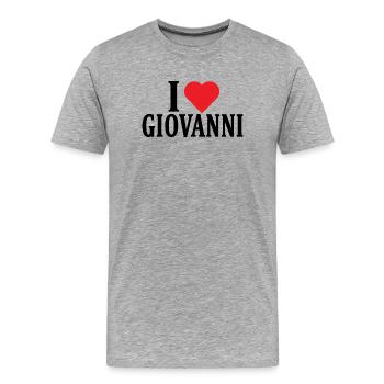 T-Shirt Ich liebe Giovanni T-Shirt Geschenkidee - Männer Premium Bio T-Shirt - Grau meliert - Vorne - Damien (186cm)