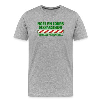Noël, joyeux Noël, joyeuses fêtes - T-shirt bio Premium Homme - gris chiné - Devant - Damien (186cm)